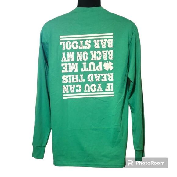Jerzees Size Medium Saint Patrick's Day Green Long Sleeve T-shirt ... If you can - Picture 3 of 4